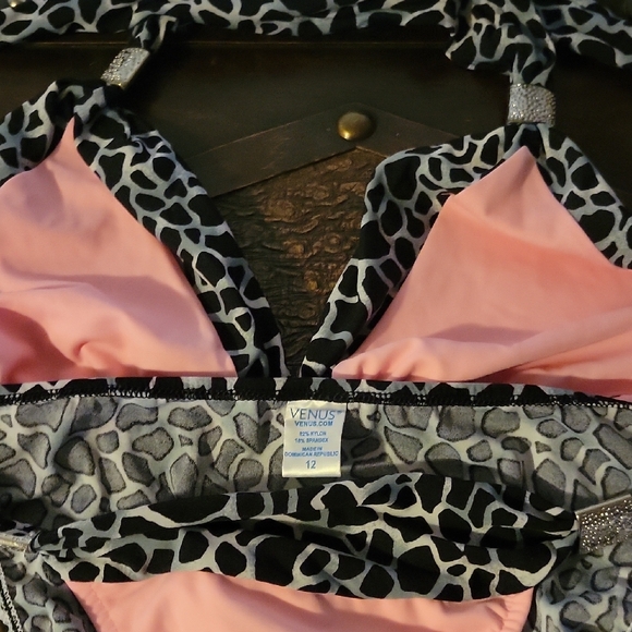 VENUS Pink and Black Animal Print Bikini with Silver Accents - Picture 4 of 4